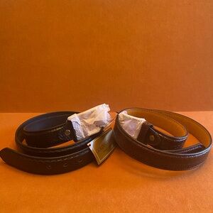 Gold Coast Brown/Black Texture Genuine Leather Silver Tone Buckle Belt 38”